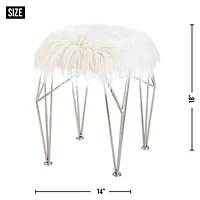 18" Fur Stool with Prism Legs