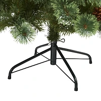 6ft. Pre-Lit White Mountain Pine & Pinecones Artificial Christmas Tree with Clear LED Lights