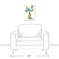 Brown Vase Tropical Leaves 12" x 18" Canvas Wall Art