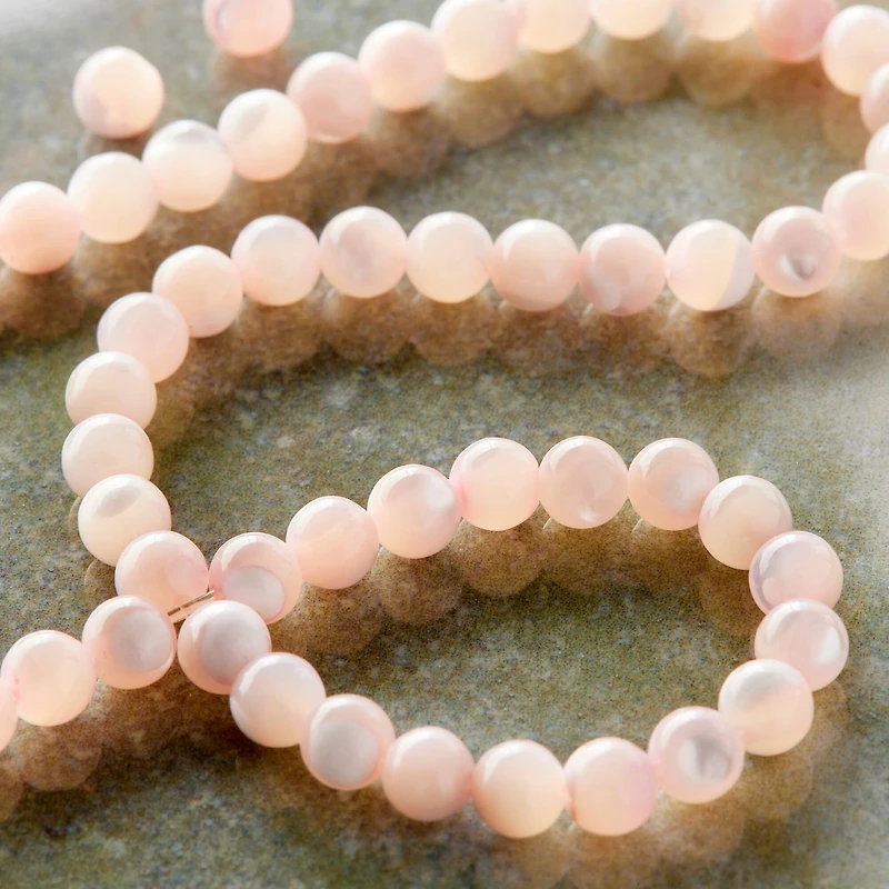 12 Pack: Light Pink Mother of Pearl Round Beads, 4mm by Bead Landing™
