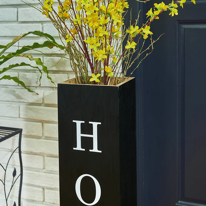 Glitzhome® 30" Black Wood Boxed Welcome Home Porch Sign