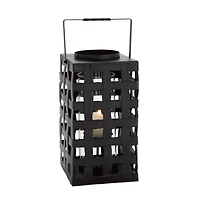 20" Black Iron Industrial Candle Holder Lantern