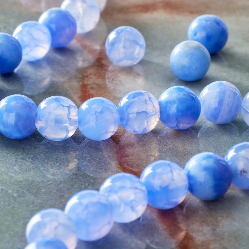 Blue Dyed Fire Agate Round Beads, 8mm by Bead Landing™