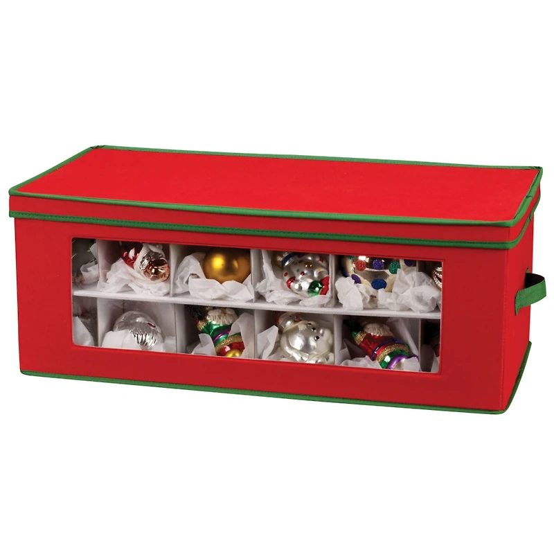 Household Essentials Red & Green Ornament Storage Box with Window