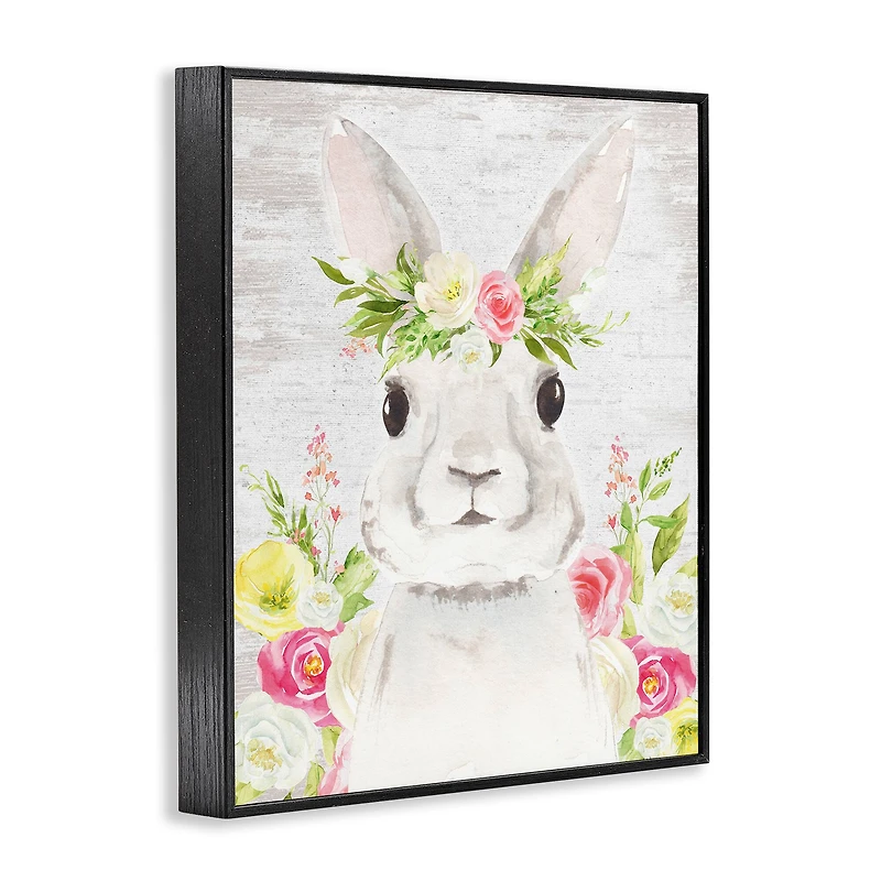 Stupell Industries Rustic Easter Bunny Flower Crown Spring Bouquet Framed Giclee Art