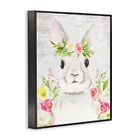 Stupell Industries Rustic Easter Bunny Flower Crown Spring Bouquet Framed Giclee Art