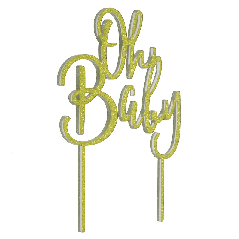 Gold Glitter Oh Baby Cake Topper by Makery®