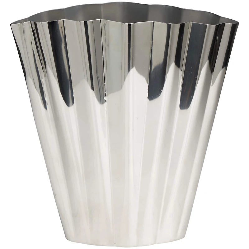 12" Silver Stainless Steel Vase with Zig Zag Edging