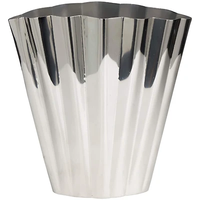 12" Silver Stainless Steel Vase with Zig Zag Edging