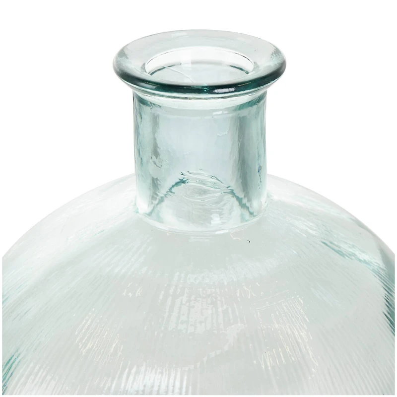 17" Clear Ribbed Round Glass Spanish Vase