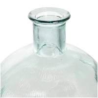 17" Clear Ribbed Round Glass Spanish Vase