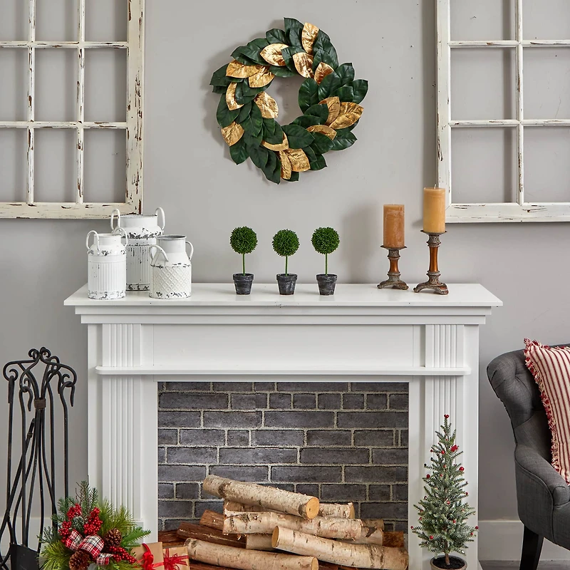 22" Green & Golden Leaf Magnolia Wreath