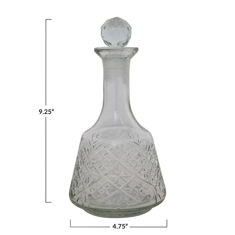 Hello Honey® 9" Clear Etched Glass Decanter