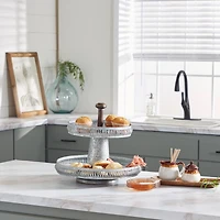 Silver Iron Farmhouse 2 Tier Tray Stand