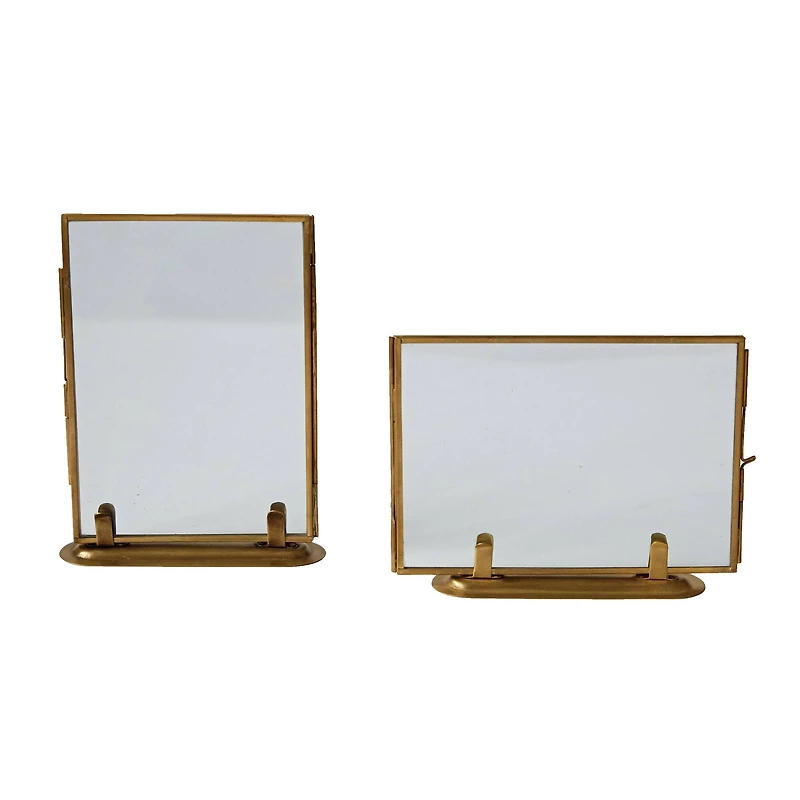 Hello Honey® 2 Pack Glass & Brass Photo Frames with Stands