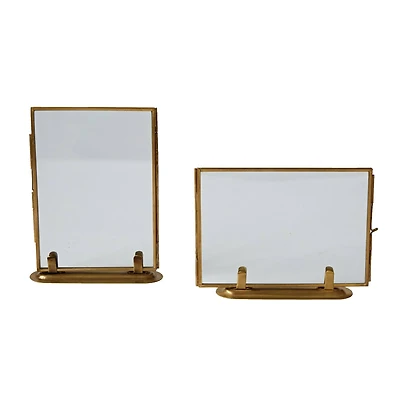 Hello Honey® 2 Pack Glass & Brass Photo Frames with Stands