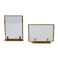 Hello Honey® 2 Pack Glass & Brass Photo Frames with Stands