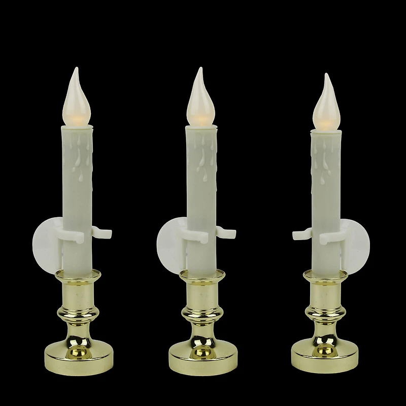 8.5" White LED Flickering Candle Lamps, 3ct.