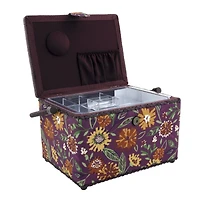 Dritz® Large Purple Floral Sewing Basket with Removable Tray