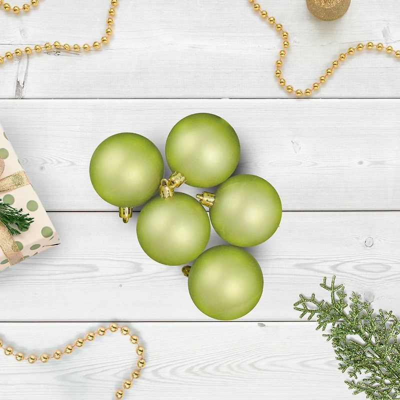 60ct Matte Green Kiwi Shatterproof  Ball Ornaments