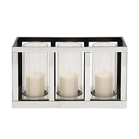 18" Silver Mirror Glam Candlestick Holder