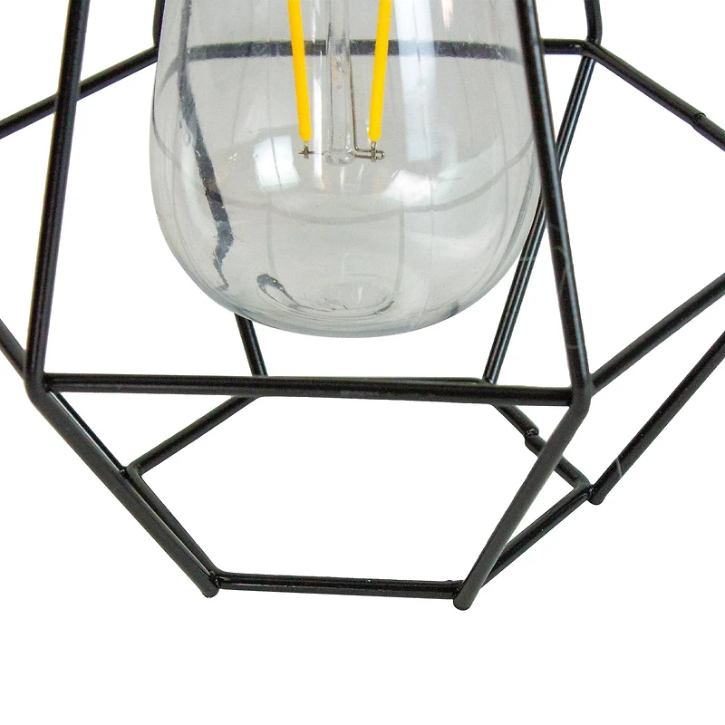 7.5" Black Geometric Outdoor Hanging Solar Lantern