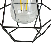 7.5" Black Geometric Outdoor Hanging Solar Lantern