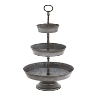 22" Gray Iron Farmhouse 3 Tier Tray Stand