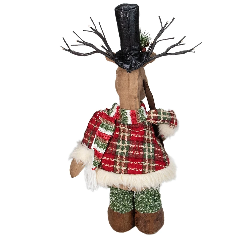 20" Standing Christmas Moose Figure with LED Antlers Tabletop Décor