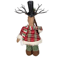 20" Standing Christmas Moose Figure with LED Antlers Tabletop Décor