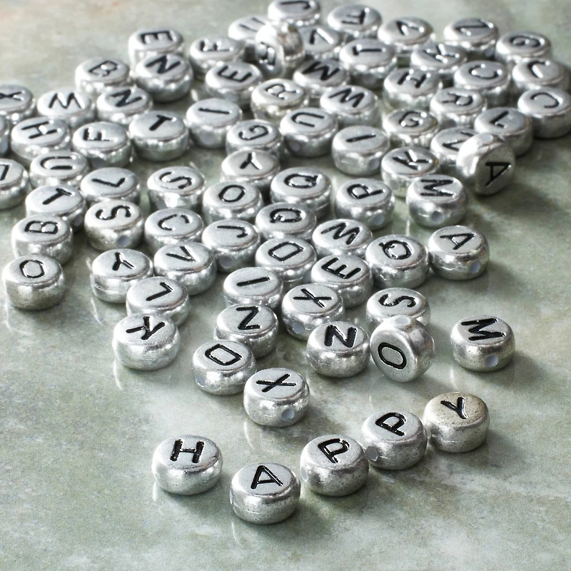 12 Packs: 78 ct. (936 total) Silver Round Alpha Beads, 3.8mm by Bead Landing™