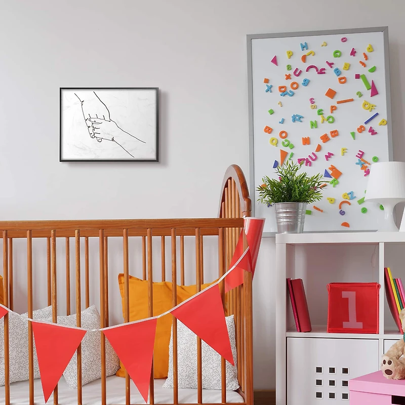 Stupell Industries Family Holding Hands Pose Minimal Linework in Frame Wall Art