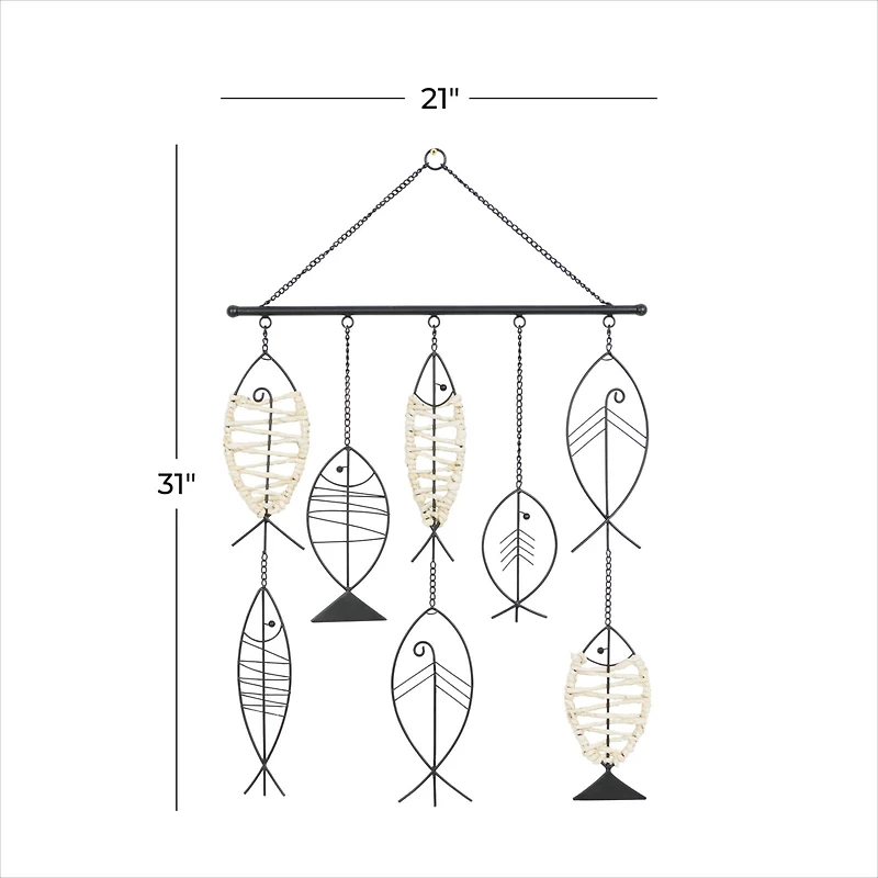 Black Metal Coastal Wall Decor, 31" x 21" x 1"