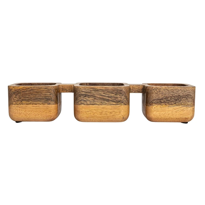 Hello Honey® Natural 3-Section Mango Wood Dish