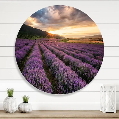 Designart - Sunrise & Dramatic Clouds Over Lavender Field VI