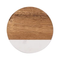Craft Express 3.93" Coaster Marble & Wood Laserable Round, 4ct.
