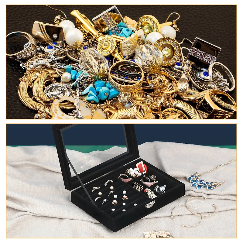 NEX™ 8" Velvet Jewelry Organizer For Earring and Rings