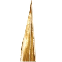 39" Gold Polystone Slim Leaf Abstract Sculpture with Black Metal Stand
