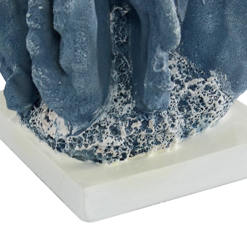 Blue Polystone Coastal Sculpture, Coral 10" x 7" x 6"