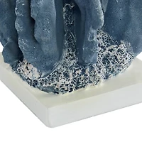 Blue Polystone Coastal Sculpture, Coral 10" x 7" x 6"