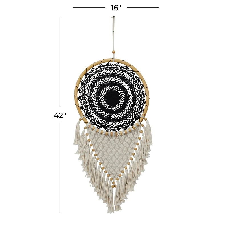 Black Cotton Bohemian Dreamcatcher Wall Decor 16" x 0" x 42"
