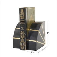 CosmoLiving by Cosmopolitan Black Marble Glam Bookends, 5" x 5" x 2"