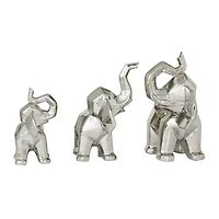 Silver Contemporary Elephant Sculpture Set