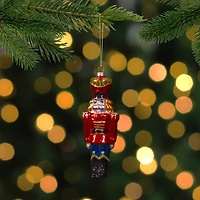 5.5" Shiny Red Nutcracker Soldier Glass Ornament
