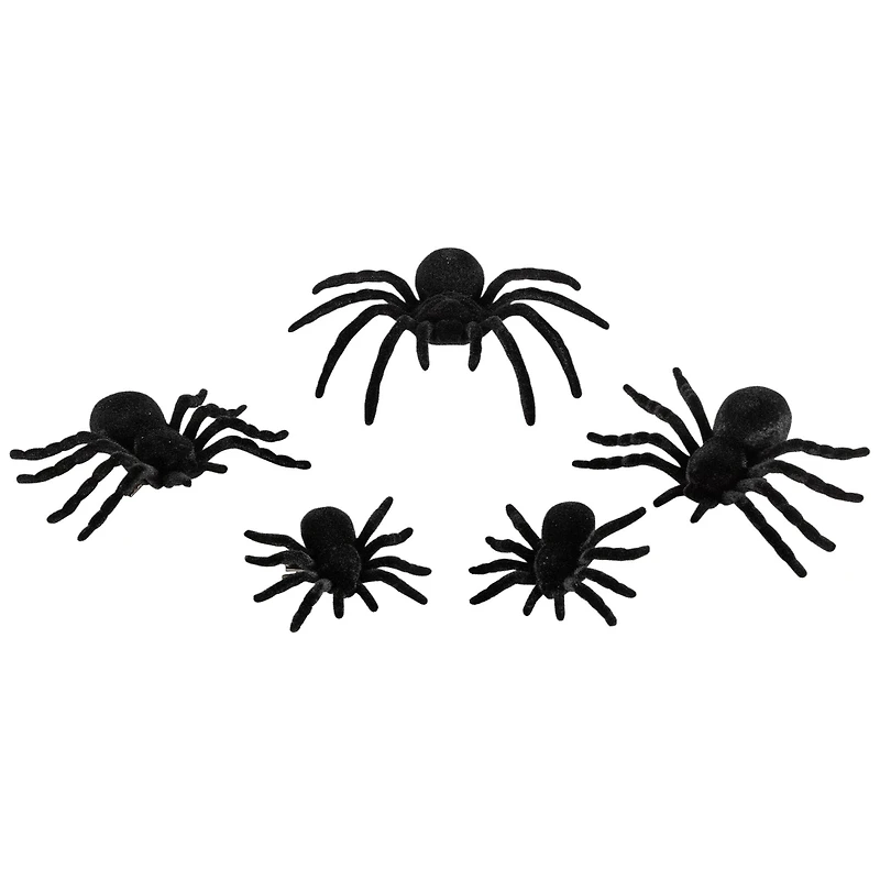 Spiders Halloween Clip-on Decorations - 9.5" - Set of 5