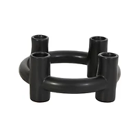 CosmoLiving by Cosmopolitan 8" Black & White Ceramic Geometric Circle Taper Candle Holder Set