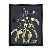 Stupell Industries Merry Joy Cheer Holly Berries Framed Floater Canvas Wall Art