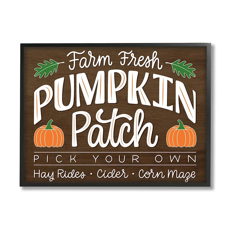 Stupell Industries Farm Fresh Pumpkin Patch Sign Framed Giclee Art