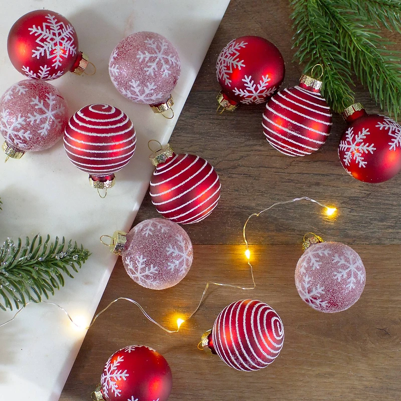 12ct. 2" Red Glass Ball Ornaments