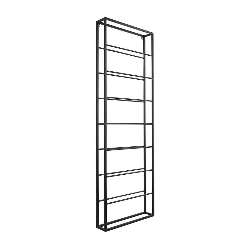 Black Metal Minimalistic 8 Bottle Wall Wine Rack with Open Style Frame